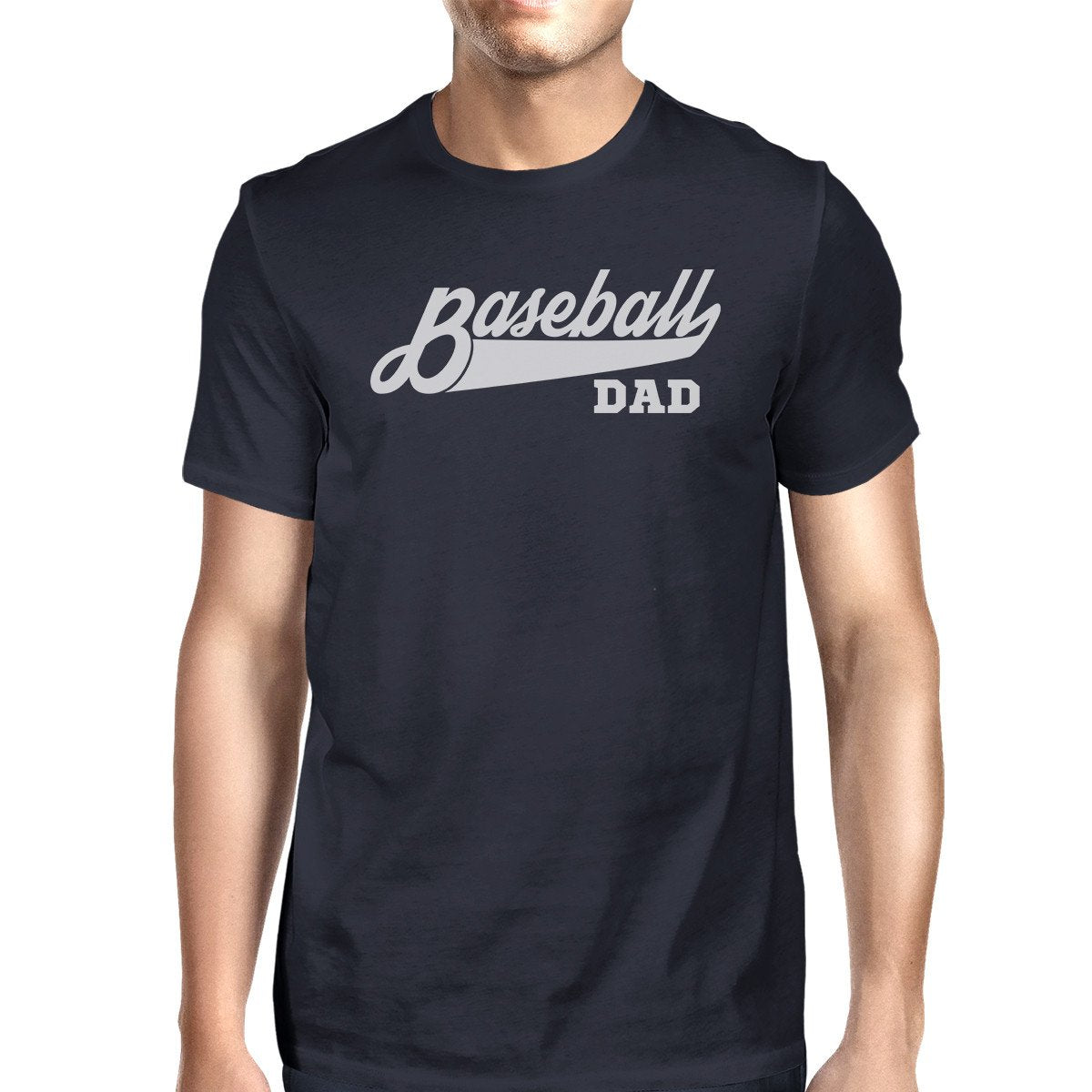 Baseball Dad Men's Navy Round Neck T Shirt Funny Father Gift Ideas