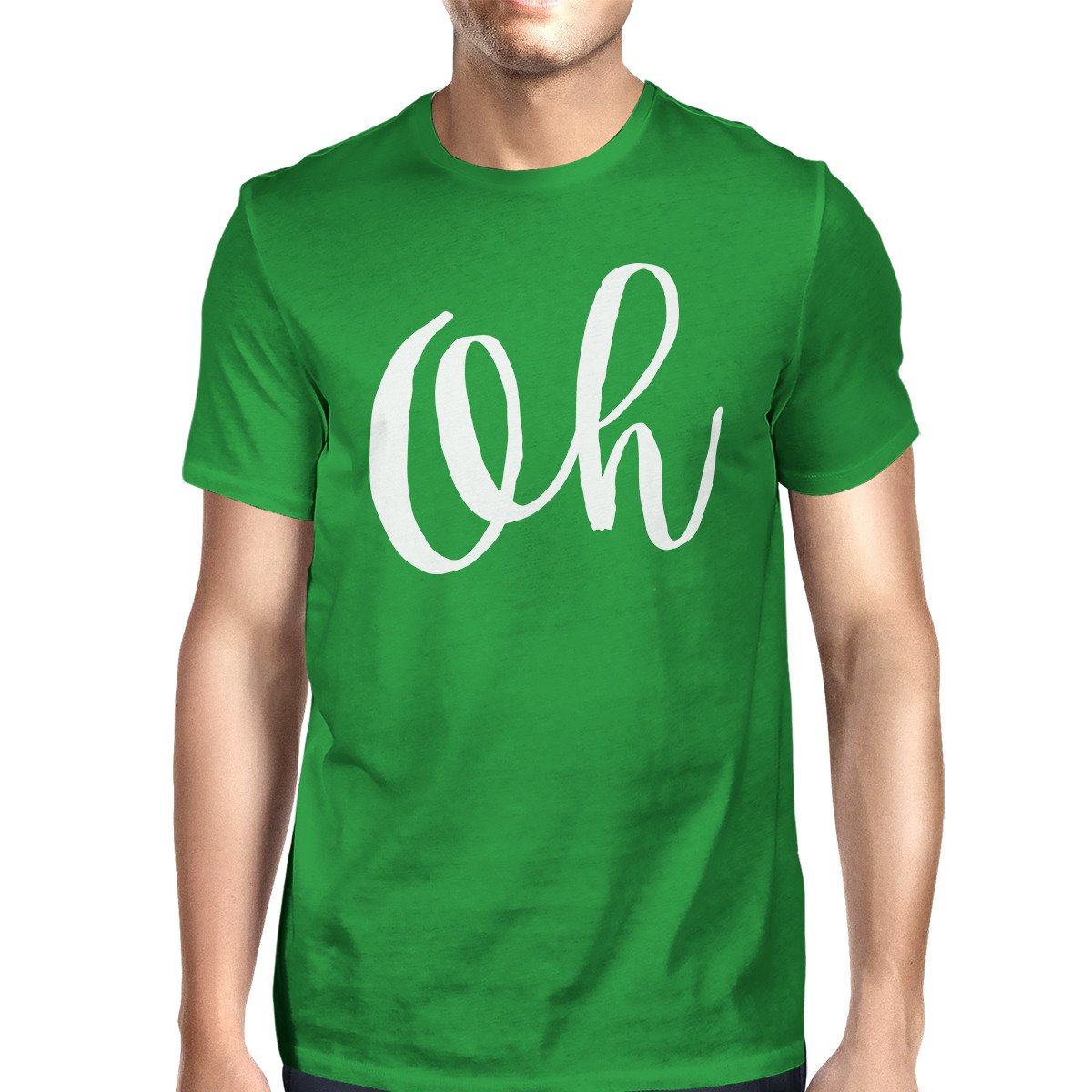 Oh Mans Kelly Green Tee Cute Short Sleeve Typographic T-shirt