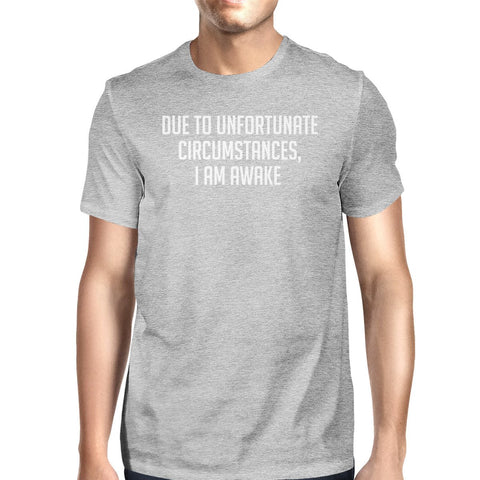 Unfortunate Circumstances Man's Heather Grey Top Typographic Tee