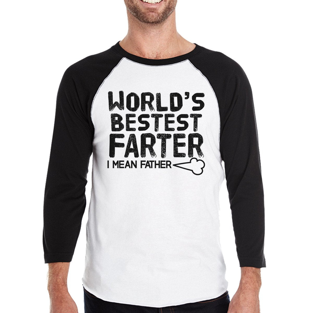 World's Bestest Farter Men's Funny Graphic Baseball T-Shirt For Dad