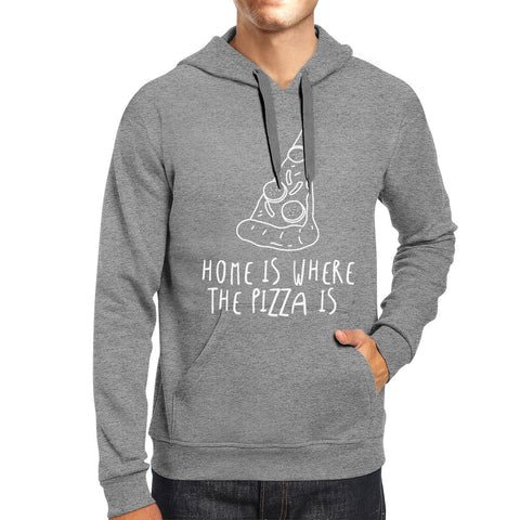 Home Where Pizza Unisex Gray Hoodie Cute Graphic For Pizza Lovers