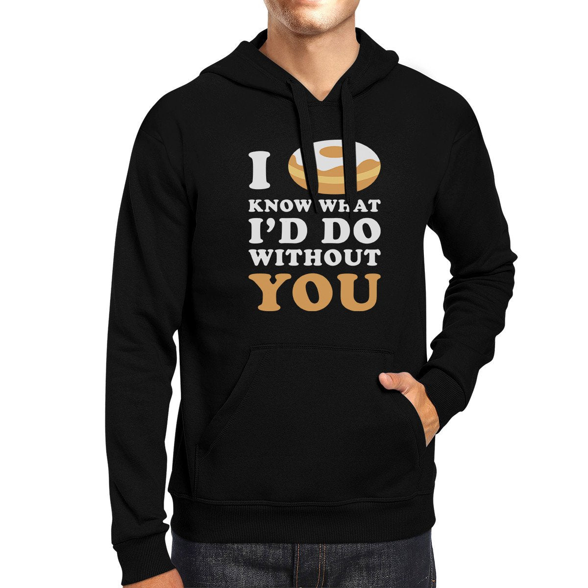 I Doughnut Know Unisex Black Graphic Hoodie Cute Design Fleece