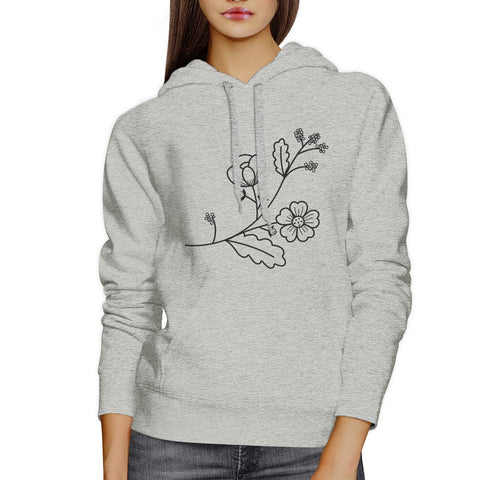 Flower Unisex Hoodie Cute Flower Design Round neck Pullover Fleece