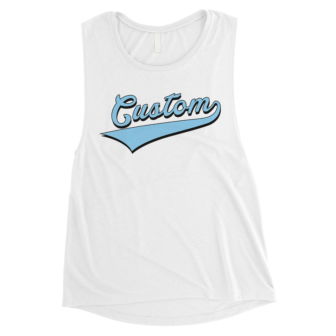 Blue College Swoosh Cute Womens Personalized Muscle Tops For Friend