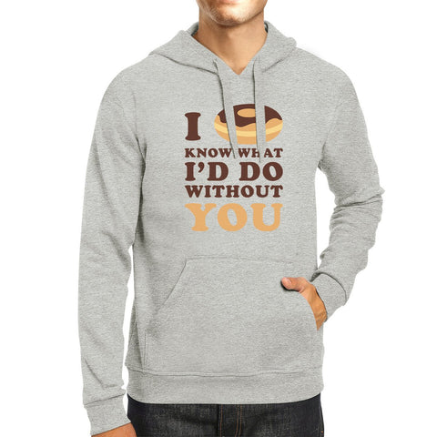 I Doughnut Know Unisex Grey Graphic Hoodie Unique Design Pullover