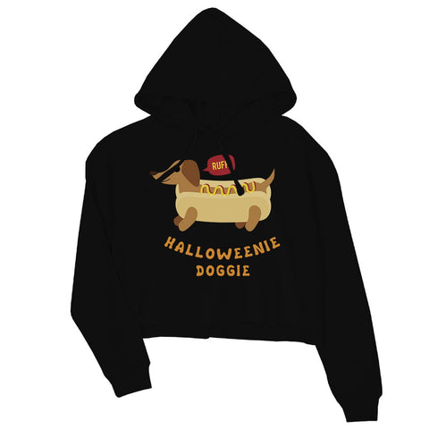 Halloweenie Doggie Womens Crop Hoodie