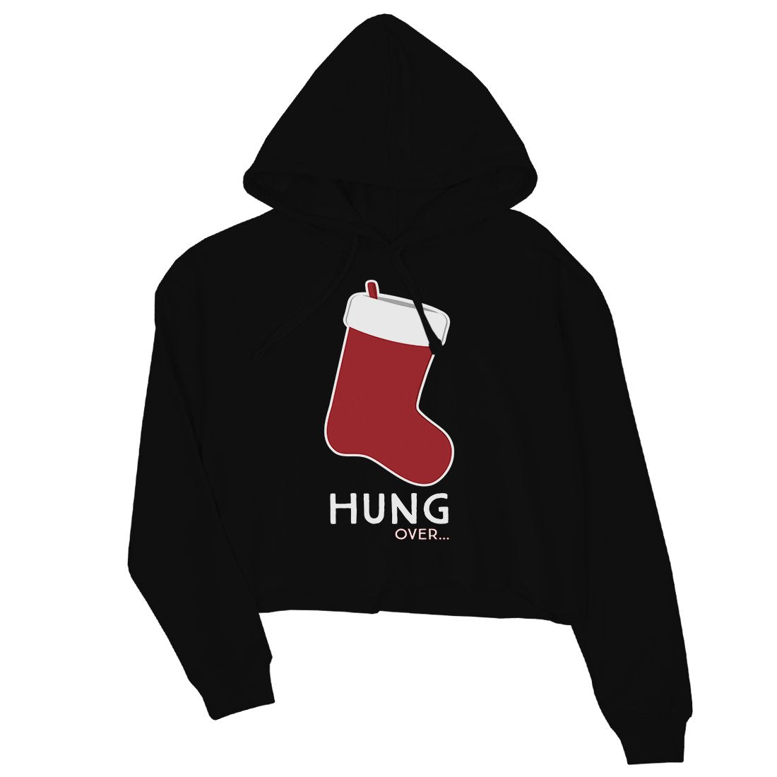 Hungover Christmas Stocking Womens Crop Hoodie