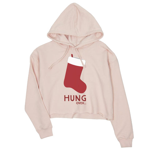 Hungover Christmas Stocking Womens Crop Hoodie