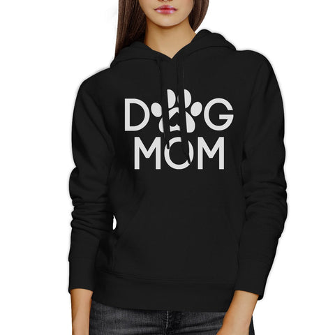 Dog Mom Unisex Black Cute Graphic Hoodie For Dog Owners Round Neck