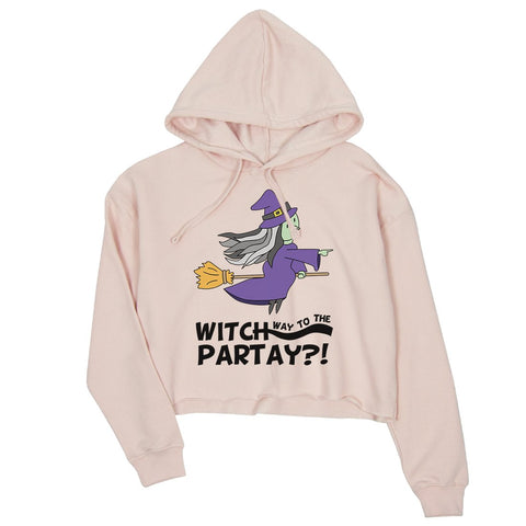 Witch Way To Partay Womens Crop Hoodie