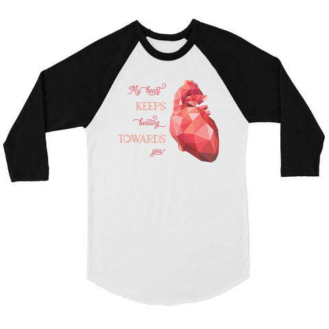 Geometric Heart Beating Womens Baseball Tee For Valentines Day Gift