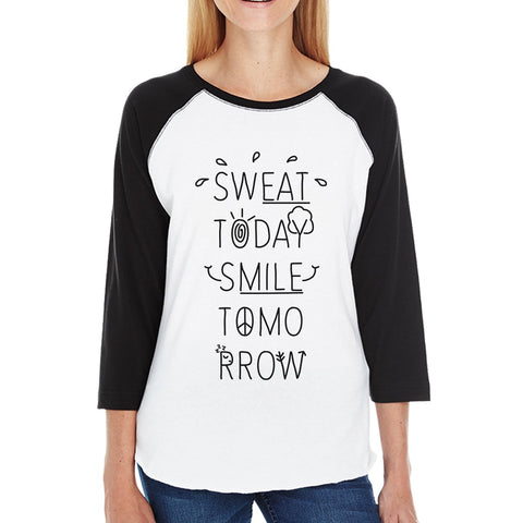 Sweat Smile Womens Baseball Tee Funny Graphic Raglan Tee Gym Lovers