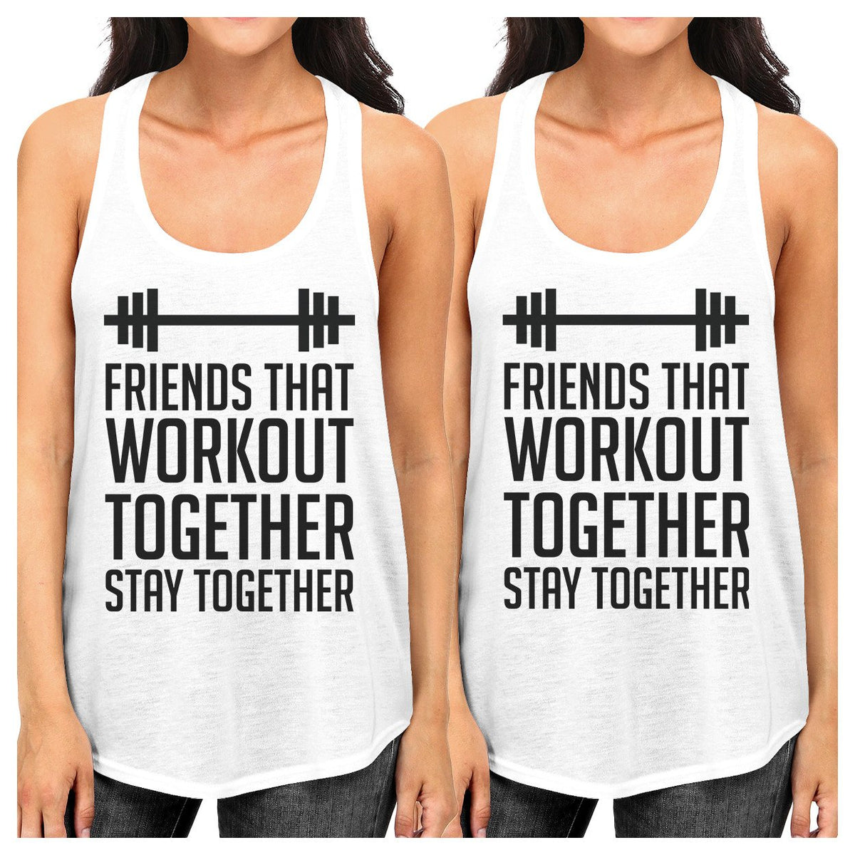 Friends That Workout Together BFF Matching White Tank Tops