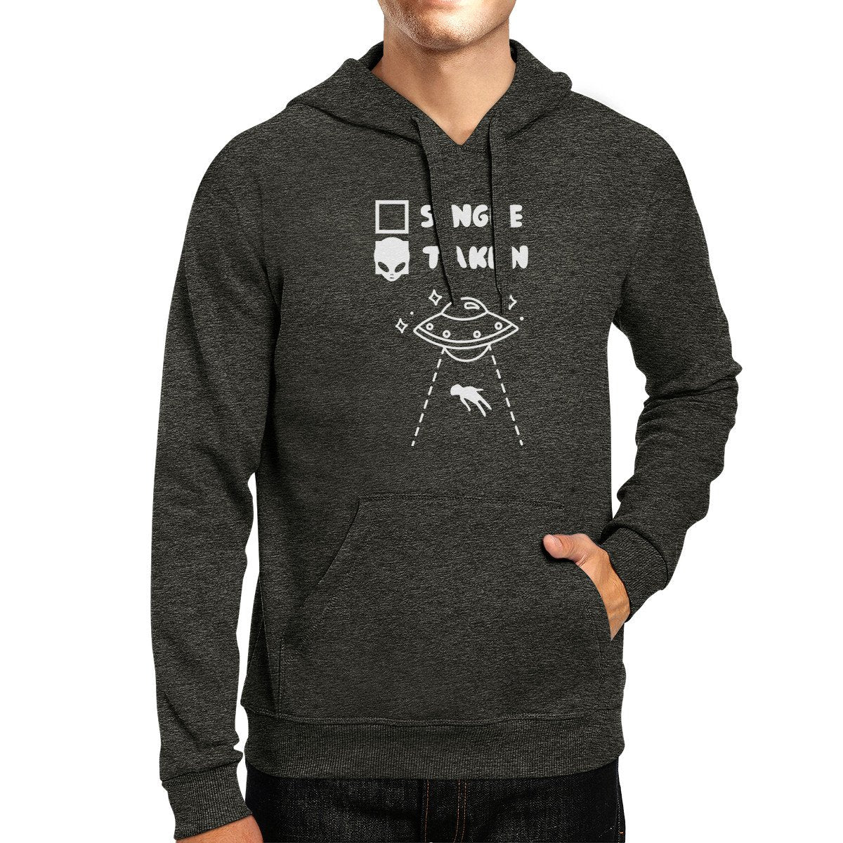 Single Taken Alien Unisex Dark Grey Hoodie Funny Gifts For Friends