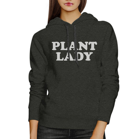 Plant Lady Unisex Dark Grey Hoodie Simple Letter Printed Fleece