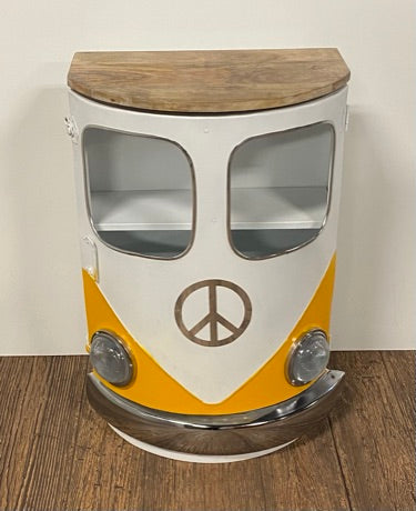 Metal Mango Wood Yellow Bed Side Table