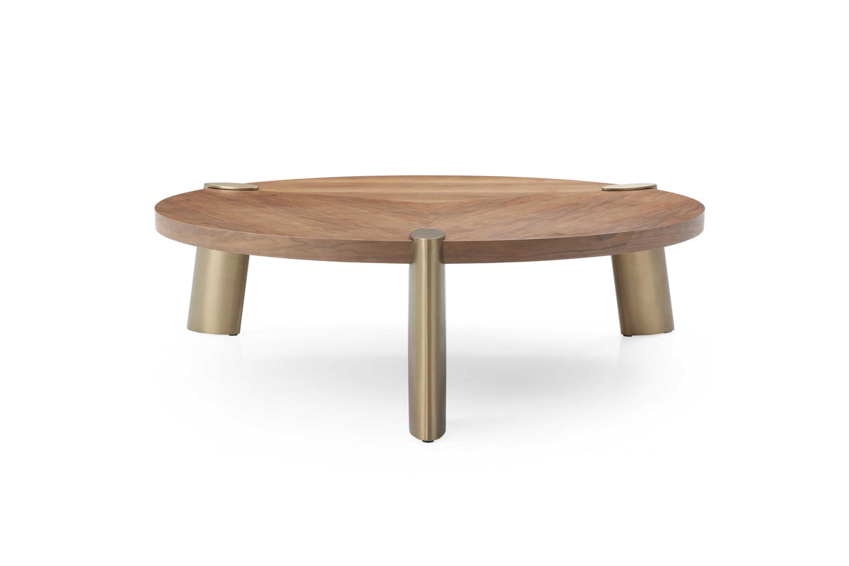 55 X 55 X 17 Walnut Stainless Steel Coffee Table