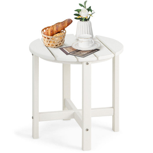 18 Inch Round Weather-Resistant Adirondack Side Table-White