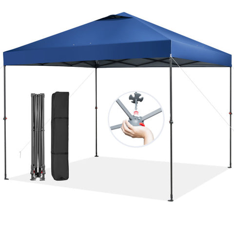 10 x 10 Feet Foldable Outdoor Instant Pop-up Canopy with Carry Bag-Blue