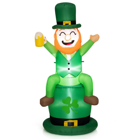 5 Feet St Patrick's Day Inflatable Decoration Leprechaun Sitting on Hat