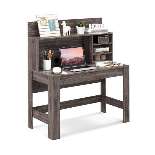 48 Inch Writing Computer Desk with Anti-Tipping Kits and Cable Management Hole-Rustic Brown