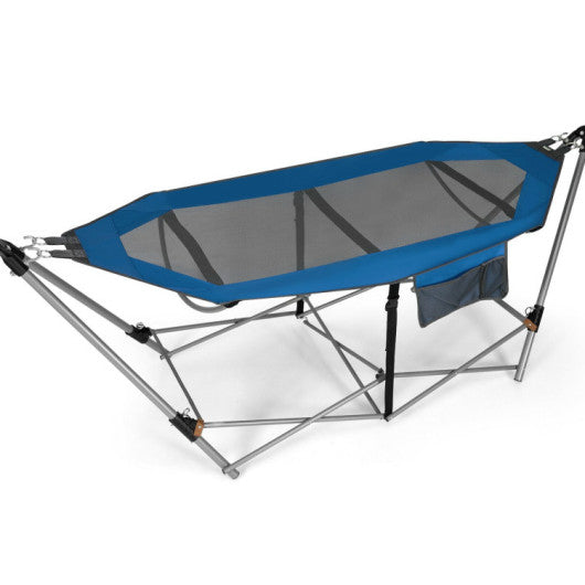 Portable Folding Hammock with Hammock Stand-Blue