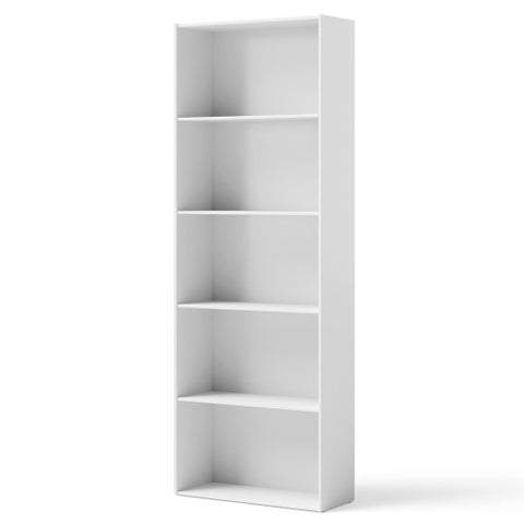 5-Shelf Storage Bookcase Modern Multi-Functional Display Cabinet-White