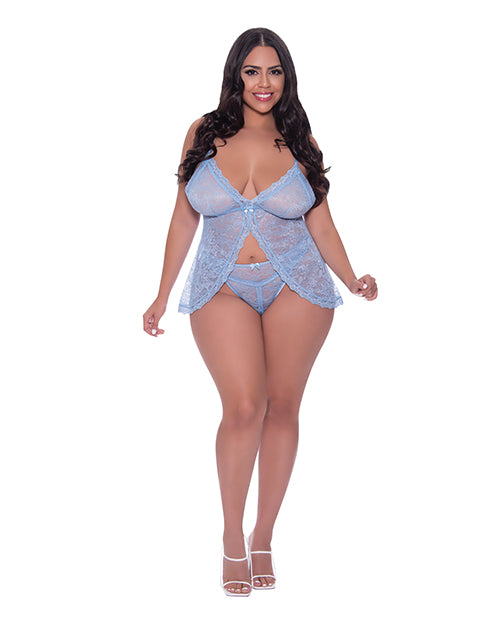 Ooh La Lace Babydoll & Split Crotch Panty Periwinkle