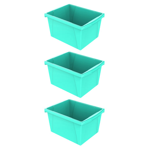 4 Gallon Storage Bin, Teal, Pack of 3