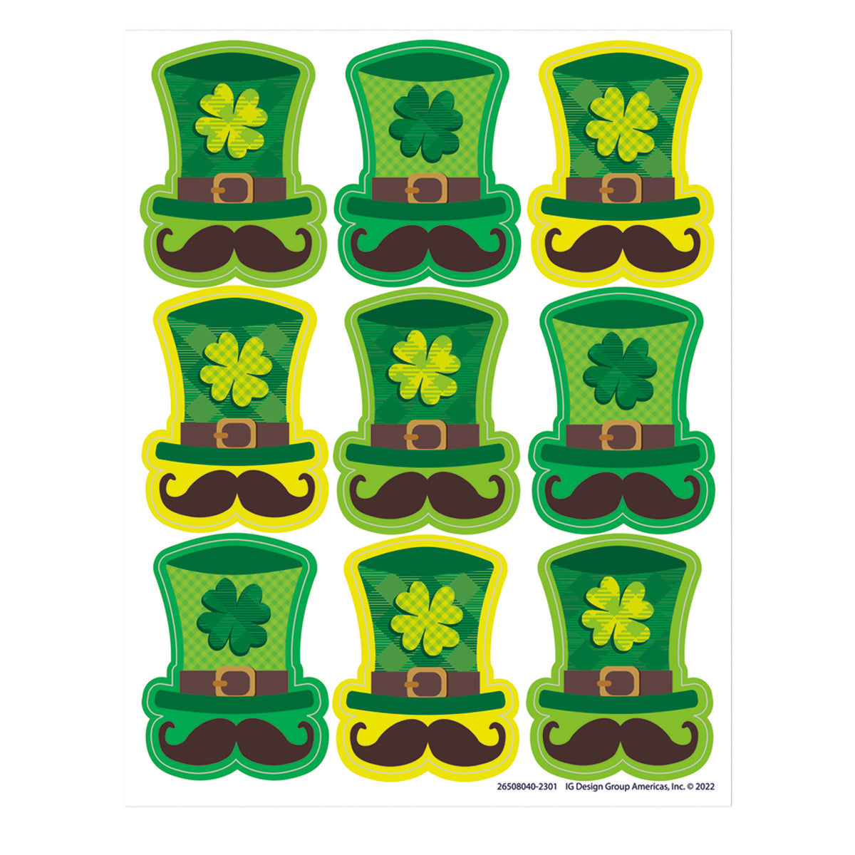 St. Pat's Hats Giant Stickers, 36 Per Pack, 12 Packs