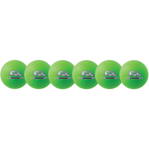 Rhino Skin® 6-Inch Low Bounce Dodgeball Set, Neon Green, Set of 6