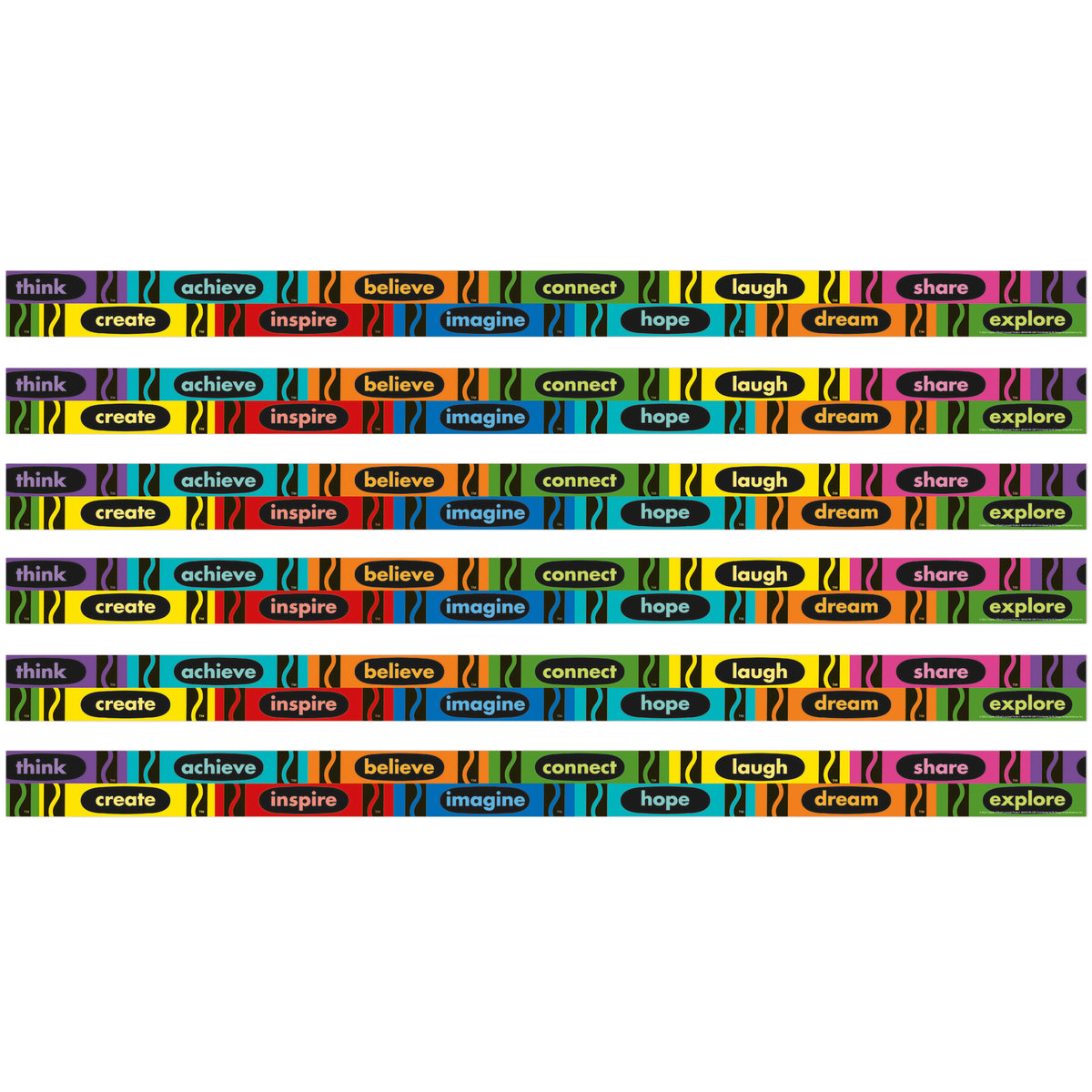 Crayola® Inspirational Words Deco Trim®, 37 Feet Per Pack, 6 Packs