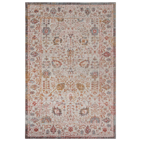 9' X 12' Beige And Cream Floral Stain Resistant Indoor Outdoor Area Rug