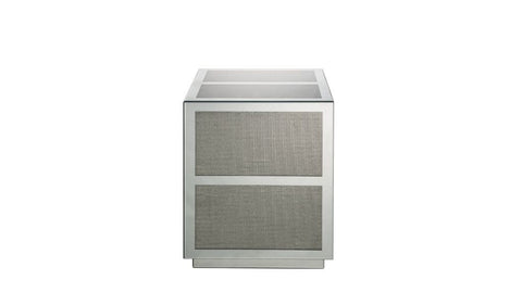 24" Silver And Clear Glass And Stone Square End Table