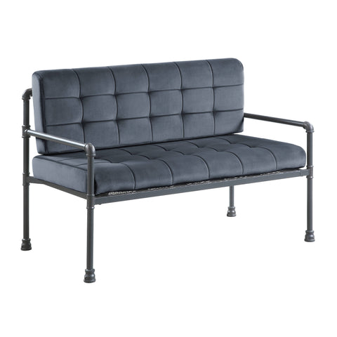 51" Gray Tufted Velvet And Gray Love Seat