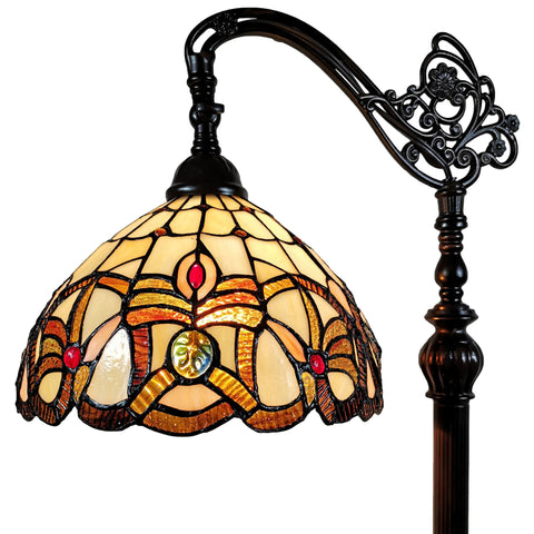 72" Brown Traditional Shaped Floor Lamp With Brown Stained Glass Bowl Shade