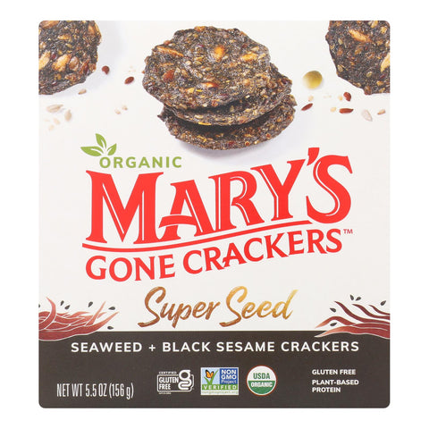 Mary's Gone Crackers Super Seed - Seaweed And Black Seaseem - Case Of 6 - 5.5 Oz.