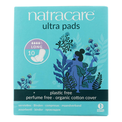 Natracare Natural Uitra Pads W/wings - Long W/organic Cotton Cover - 10 Pack