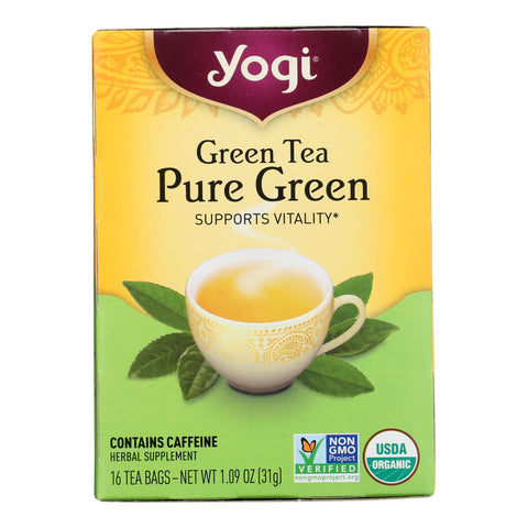 Yogi Organic Pure Green Herbal Tea - 16 Tea Bags - Case Of 6