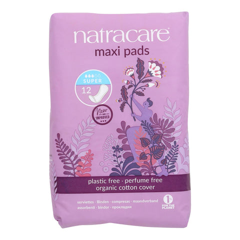 Natracare Natural Maxi Pads Super  - 12 Pack