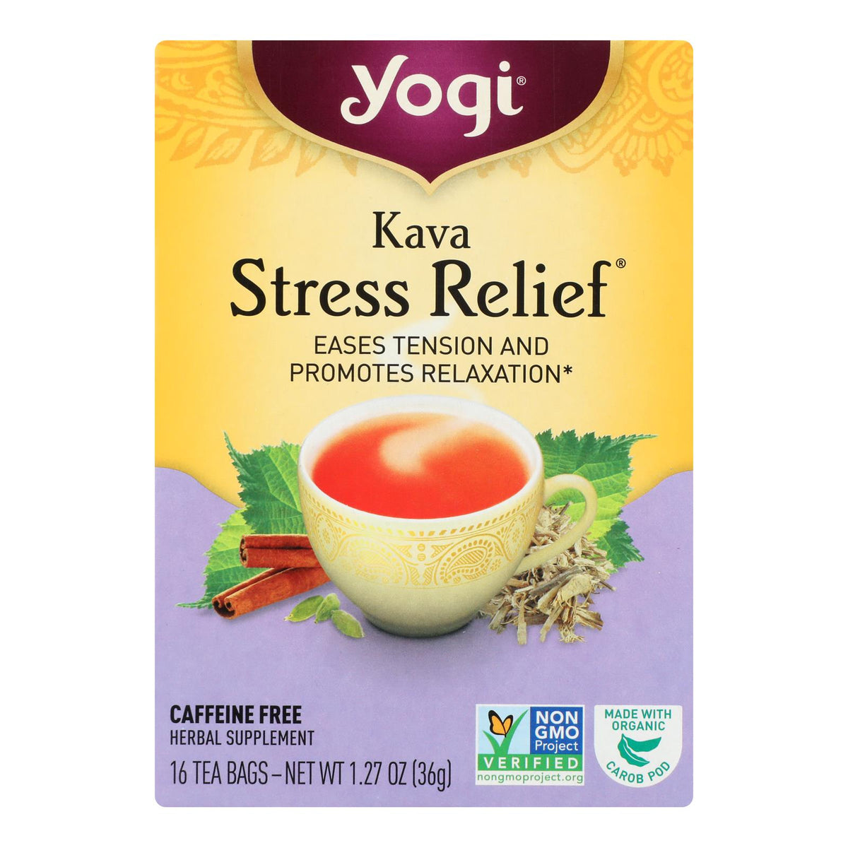 Yogi Kava Stress Relief Herbal Tea Caffeine Free - 16 Bag - Case Of 6