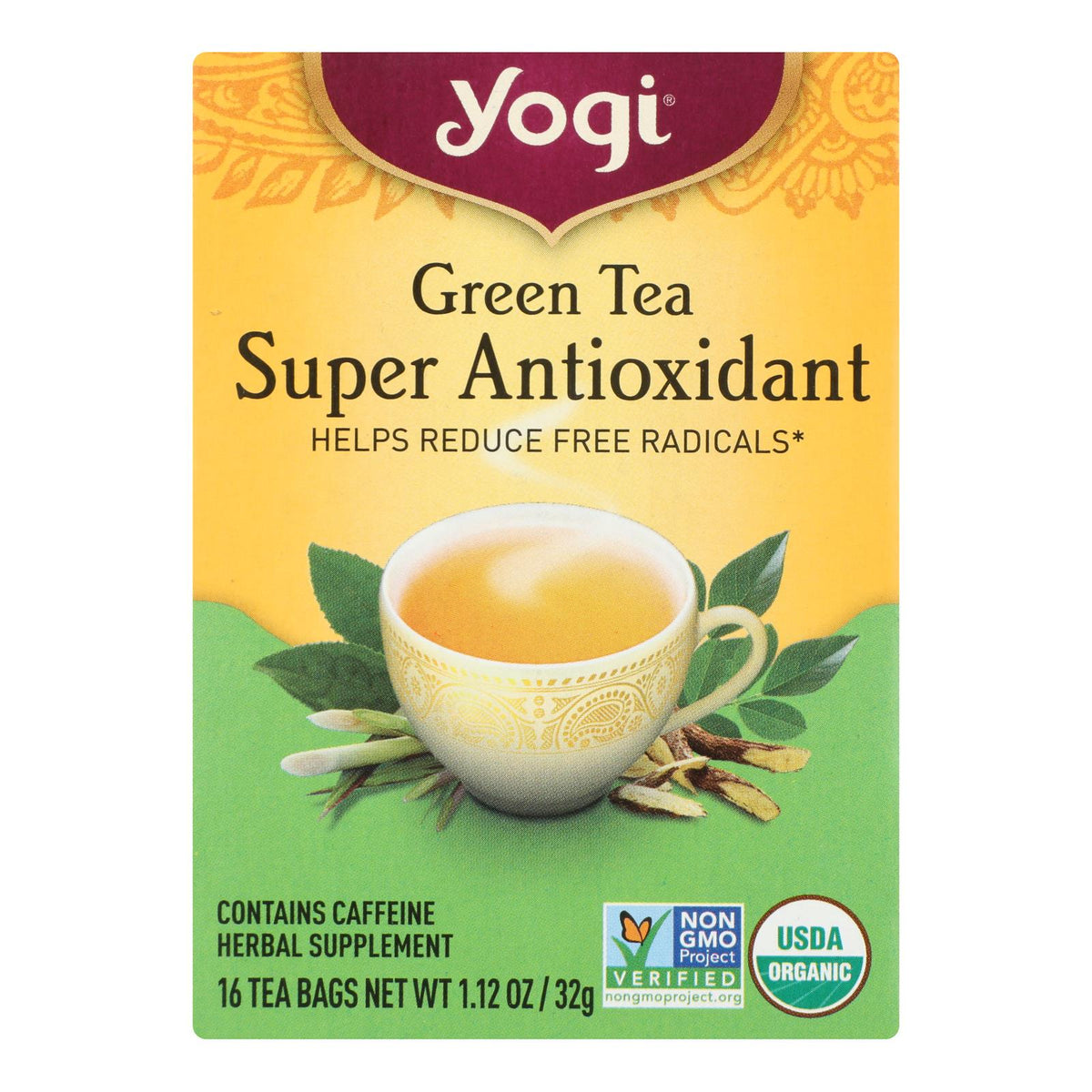 Yogi Green Tea Super Anti-oxidant - 16 Tea Bags - Case Of 6