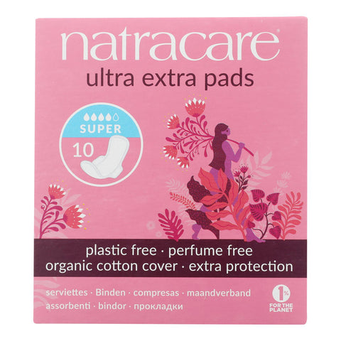 Natracare  Ultra Extra Pads W/wings - Super - 10 Count