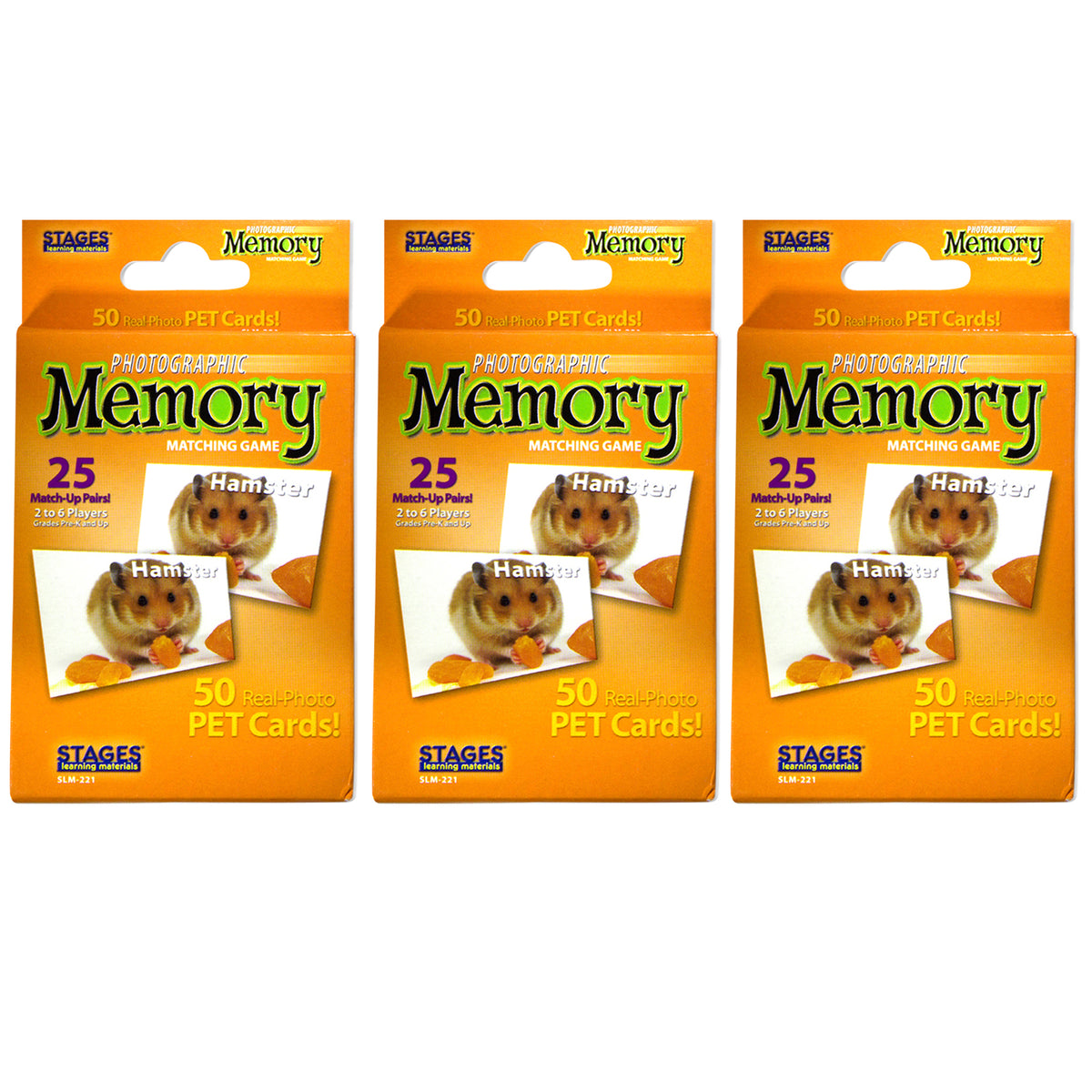 Pets Photographic Memory Matching Game, Pack of 3