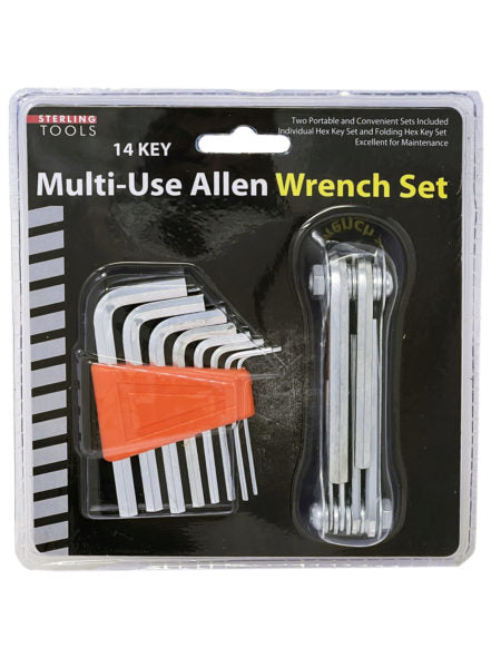 14 Key Multi-Use Allen Wrench with 8 Assorted Hex Keys (Available in a pack of 4)