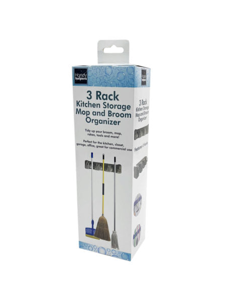 3 Rack Kitchen Storage Mop and Broom Organizer (Available in a pack of 2)