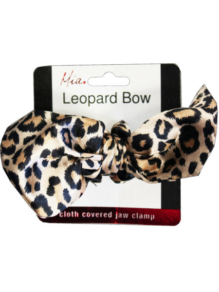 Leopard bow super clamp hair clip (Available in a pack of 30)