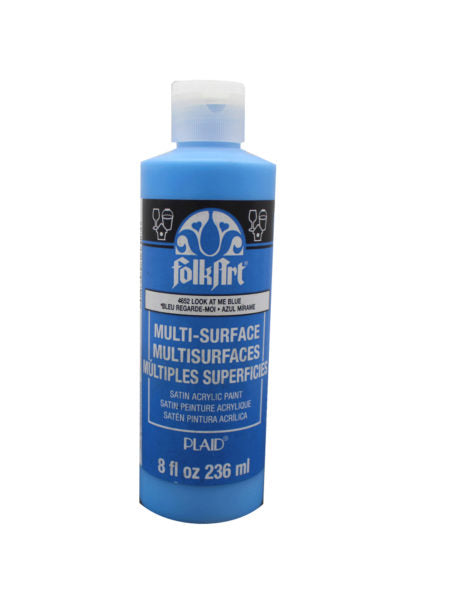 FolkArt 8oz Multi-Surface Satin Acrylic Paint in Look At Me Blue (Available in a pack of 10)