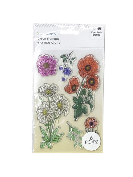 Momenta 6 Piece Floral Theme Clear Stamps (Available in a pack of 26)