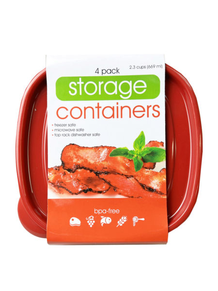 4 Pack Plastic Square Food Container (Available in a pack of 6)